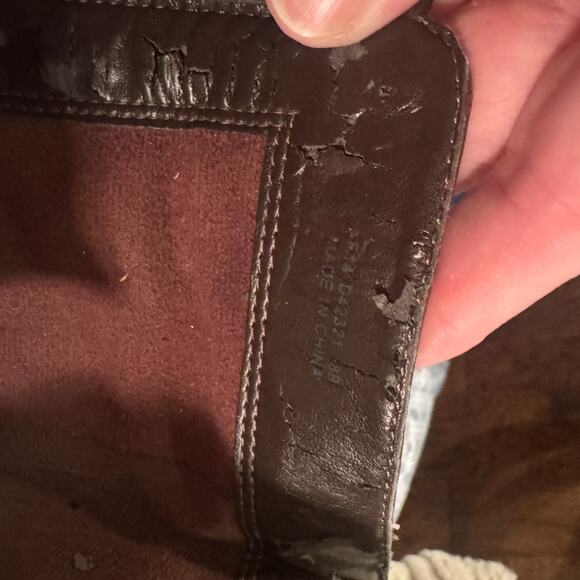 Cole Haan Grand OS Brown Leather Riding Boots tall buckle stretch Dorian 8B zip - Picture 9 of 10